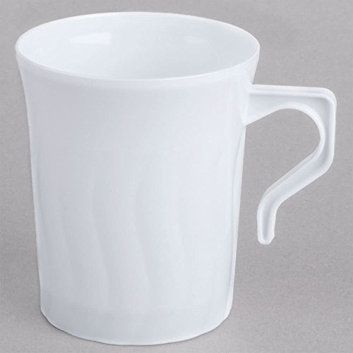 Pack de 16 elegantes tazas de café y té de plástico duro, color blanco (220 ml)