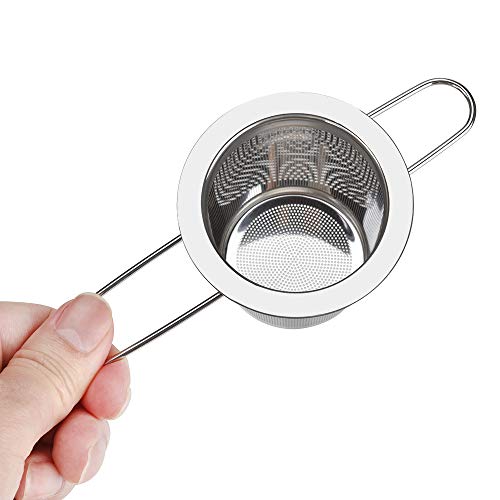 Pack de 2 Infusor de Té en Acero Inoxidable Colador Filtro con Tapa y Asa para Tazas de Té Café Ollas Té a Granel Hojas de Té Sueltas, con Cucharada de Té y Bandejas de Goteo