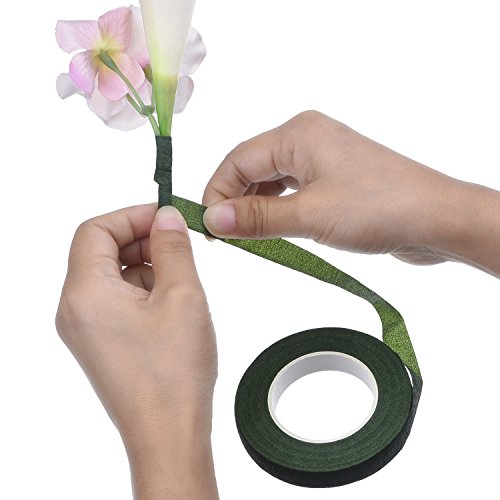 Pack de 3 Cinta Floral Verde Cinta de Tallo Stem Tape,1/2 Pulgadas x 90 Pies, Verde Oscuro