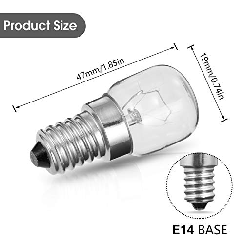 Pack de 4 25W E14 Bombilla Horno, Bombillas De Rosca SES E14 Incandescente, Para Microondas Y Horno, Lámpara De Sal, Resiste Altas Temperaturas De 300°C