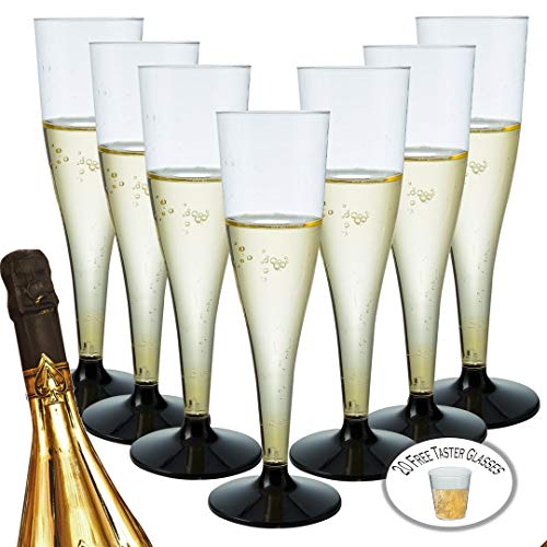 Pack De 40 Elegante De Plástico Con 20 Copas De Champán Gratuito Desechable Catador Gafas, Perfecto Para Fiestas, Bodas, Navidad, Celebraciones Del Año Nuevo