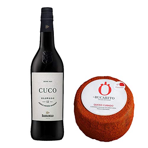 Pack de Vino Pedro Ximenez La Cilla de Barbadillo y Queso Curado en Pimenton Pasteurizado - Vino de 75 cl y Queso de 850 g aprox - Mezclanza