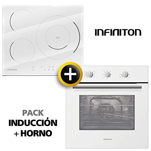 Pack Horno + INDUCCION INFINITON Blanca (Placa Encimera mas Horno multifuncion, Pack Ahorro) (INDUCCION + Horno (Kit Blanco))