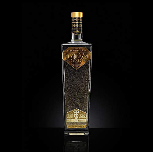 Pack London Dry Gin Platinvm Gold con Oro y dos elegantes copas para degustarla - ideal regalo día del padre, San Valentín, Navidad, cumpleaños, aniversario, corporativo