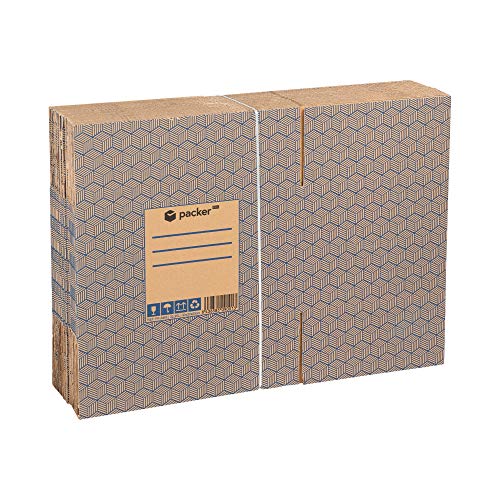 Packer PRO - Pack 10 Cajas Carton para Mudanzas y Almacenaje con Asas 430x300x250mm