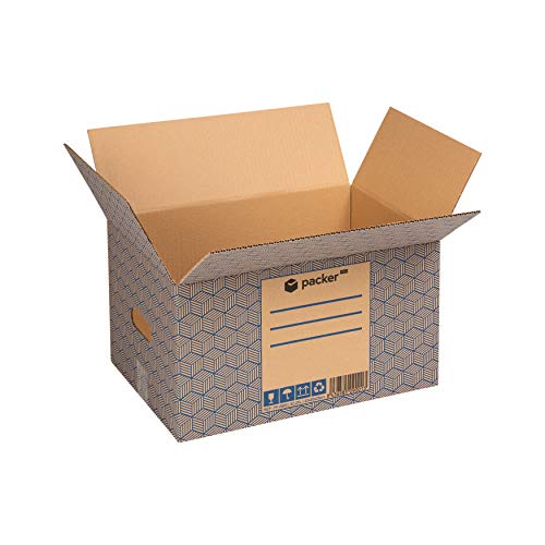 Packer PRO - Pack 10 Cajas Carton para Mudanzas y Almacenaje con Asas 430x300x250mm