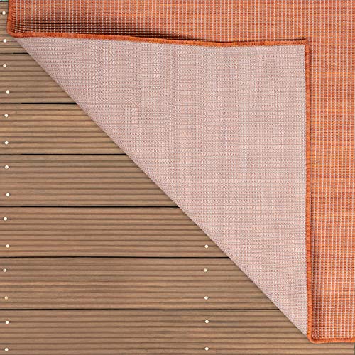 Paco Home Alfombra Exterior Balcón Terraza Gris Rosa Verde Tonos Pastel Tejido Plano, tamaño:120x160 cm, Color:Terracota