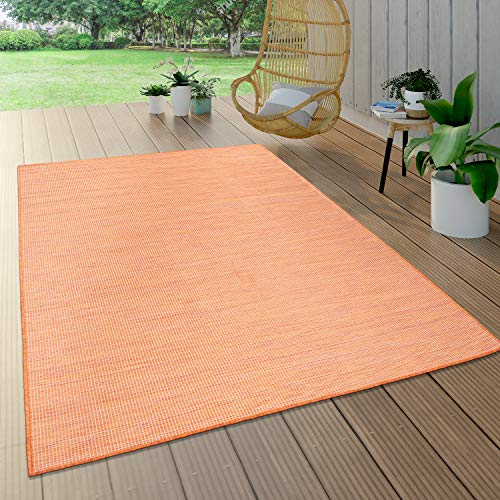 Paco Home Alfombra Exterior Balcón Terraza Gris Rosa Verde Tonos Pastel Tejido Plano, tamaño:120x160 cm, Color:Terracota