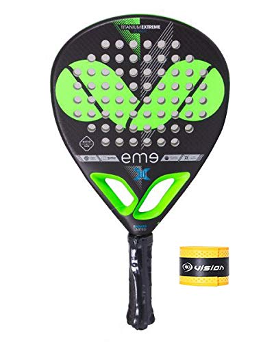 PADEL NUESTRO Pala EME Extrem Power LTD + Overgrip/Raqueta Gran Potencia y Control en Cada golpeo de Pelota/Mejores Palas Adulto Hombre y Mujer