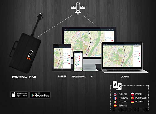 PAJ GSP Motorcycle Finder- Marca Alemana - conexión a baterías de 9-75V -Tracker Antirrobo para Moto, Squad y más