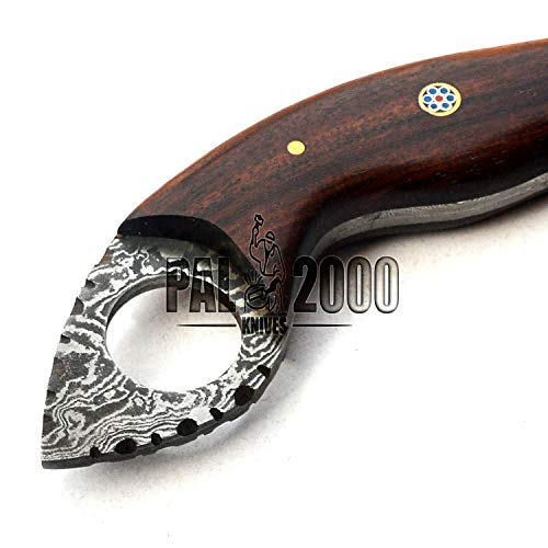 PAL 2000 Cuchillo Hecho a Mano de Acero de Damasco - Mini Cuchillo de Acero de Damasco de Calidad Garantizada - Cuchillo de Cocina con Vaina - Cuchillo Coleccionable de Nuevo patrón de Damasco 9683