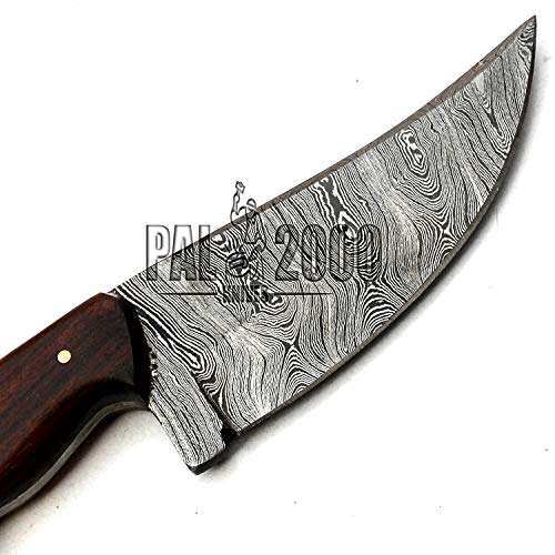 PAL 2000 Cuchillo Hecho a Mano de Acero de Damasco - Mini Cuchillo de Acero de Damasco de Calidad Garantizada - Cuchillo de Cocina con Vaina - Cuchillo Coleccionable de Nuevo patrón de Damasco 9683