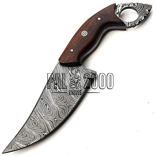 PAL 2000 Cuchillo Hecho a Mano de Acero de Damasco - Mini Cuchillo de Acero de Damasco de Calidad Garantizada - Cuchillo de Cocina con Vaina - Cuchillo Coleccionable de Nuevo patrón de Damasco 9683