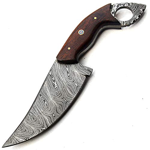 PAL 2000 Cuchillo Hecho a Mano de Acero de Damasco - Mini Cuchillo de Acero de Damasco de Calidad Garantizada - Cuchillo de Cocina con Vaina - Cuchillo Coleccionable de Nuevo patrón de Damasco 9683