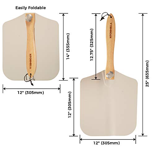 Pala de paleta de pizza de alta calidad con mango plegable de aluminio antiadherente hoja 30,5 x 35,5 cm