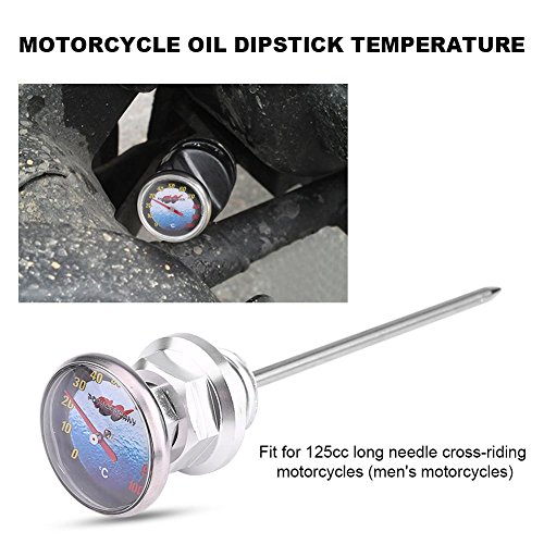 Palillo de aceite para motocicleta, Keenso, aleación de aluminio, medidor de nivel de aceite, temperatura con termómetro para motocicleta de 125 cc