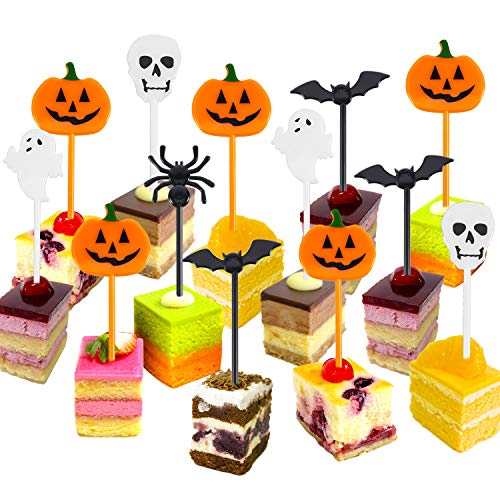 Palillos de Halloween de Plástico Topper de Magdalena de Halloween Adornos de Fantasma para Fiesta Temática Fiesta de Cumpleaños de Niños (50)