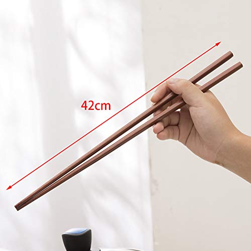 Palillos de madera de 42 cm para olla caliente, freír, palillos alargar la olla de madera de estilo chino para cocinar palitos de comida fideos utensilios de cocina freír