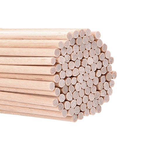 Palillos de Madera sin Acabado Palos Redondos para Manualidades 100 Pack (6 x 1/8 Pulgadas)