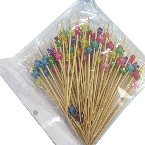 Palitos De COctel 200 Cuentas Palillos De Madera Palillos de cóctel de bambú 12cm palillo de Dientes Largo cócteles decoración para Fiesta Tapas sándwiches brocheta de Frutas