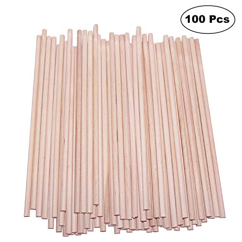 Palitos de Madera (100 Piezas) - 30cm x 7mm, Natural Redondo Palitos - Palillos de Madera para Bricolaje Proyectos de Manualidades, Decoraciones para Bodas y Fiestas