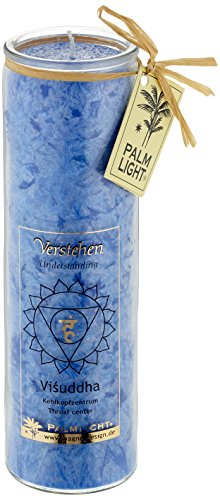 Palmwachs-Windlicht Chakra Velas - Palma de Cera-portavelas Azul Claro Cuello-Chakra (ca. 100 Horas) 1 cartón 12 Velas Contenido