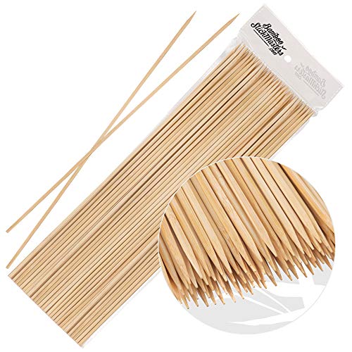 Palo de bambú Masters de 40 cm de madera para pinchos extra largos, fuertes para barbacoa Kebab Marshmallow asado fuente de chocolate fogata fondue (palos de bizcocho)