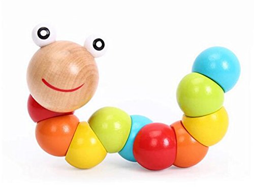 PAMRAY Juguetes Gusano de Madera Colorido Insecto Counting Perla Bloques Toys Inteligente Desarrollo para Niños Pequeños1 Edad