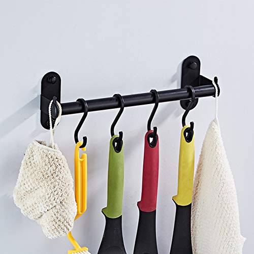 Pan Rack Olla Riel Colgante Utensilio Organizador Colgador Cocina Barra montada en la Pared Soporte Almacenamiento Perforado Gabinete Estante Hardware Moderno Aluminio(6 Ganchos)