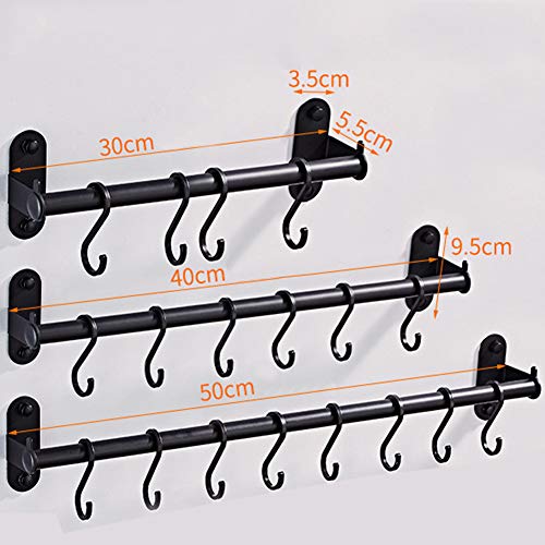 Pan Rack Olla Riel Colgante Utensilio Organizador Colgador Cocina Barra montada en la Pared Soporte Almacenamiento Perforado Gabinete Estante Hardware Moderno Aluminio(6 Ganchos)