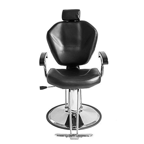 PanaCasa - Sillón Peluquería Barbería Maquillaje Tapizado PU Giratorio 360 grados Ajustable Color Negro Hidráulica