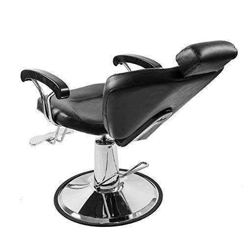 PanaCasa - Sillón Peluquería Barbería Maquillaje Tapizado PU Giratorio 360 grados Ajustable Color Negro Hidráulica