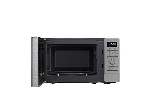 Panasonic NN-J19K - Microondas con Grill (800W, 20L, 5 niveles de potencia, Grill de Cuarzo de 1000W, Plato Giratorio de 255mm, 9 modos automáticos, Pantalla LCD Blanca) color plata