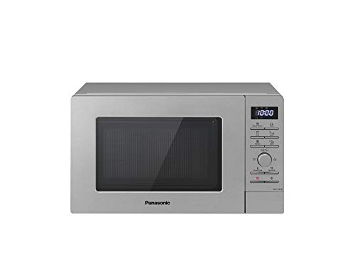 Panasonic NN-J19K - Microondas con Grill (800W, 20L, 5 niveles de potencia, Grill de Cuarzo de 1000W, Plato Giratorio de 255mm, 9 modos automáticos, Pantalla LCD Blanca) color plata