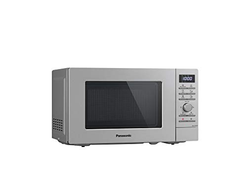 Panasonic NN-J19K - Microondas con Grill (800W, 20L, 5 niveles de potencia, Grill de Cuarzo de 1000W, Plato Giratorio de 255mm, 9 modos automáticos, Pantalla LCD Blanca) color plata