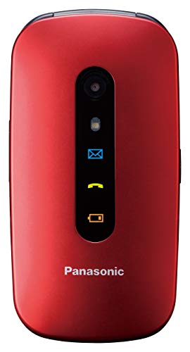 Panasonic TU456 - Teléfono Móvil para Mayores (Pantalla Color TFT 2.4", botón SOS, compatibilidad audífonos, Resistente a Golpes, Bluetooth, cámara) Color Rojo