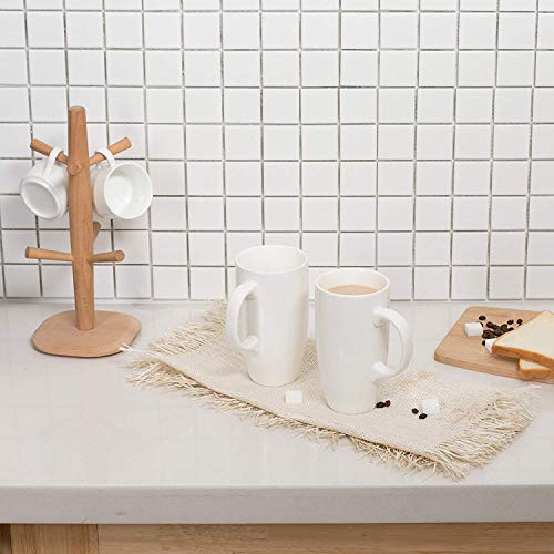 Panbado 2 x Tazas de Café/Té de Porcelana Blanca Tazas de Cerámica, 550 ml (13 * 9 * 15,5 cm), Vasos de Agua/Leche para Hogar, Oficina, Fiesta, Regalo para Cumpleaños, Festival