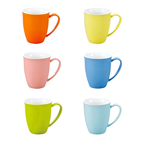 Panbado 6 Piezas de Taza de Café Taza de Té de 6 Colores Set de Tazas de Porcelana Taza de Cerámica para Desayuno, Fiesta, Oficina, 310ml (12 * 8,8 * 10cm), Regalo para Cumpleaños, Festival