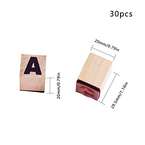 PandaHall 30 sellos de madera con letras de la A ~ Z de madera con alfabeto y símbolos para manualidades, cartas, diario y álbumes de recortes