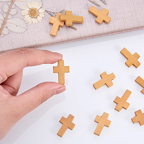 PandaHall 50pcs Colgantes Charms de Madera de Cruz para Hacer Pulsera Collar bisuteria sin Plomo Colgantes para Collar Accesorios para Joyas 22x14x4mm Agujero:2mm