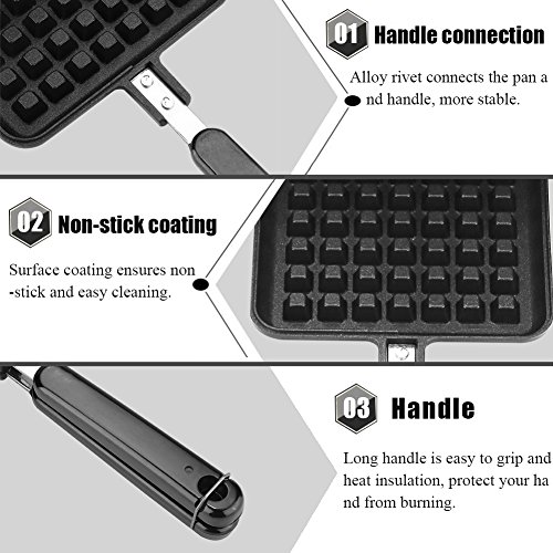Pangding Molde para gofres, Cocina doméstica Gas Antiadherente Máquina para gofres Molde para moldes Molde Prensa Placa Herramienta para Hornear