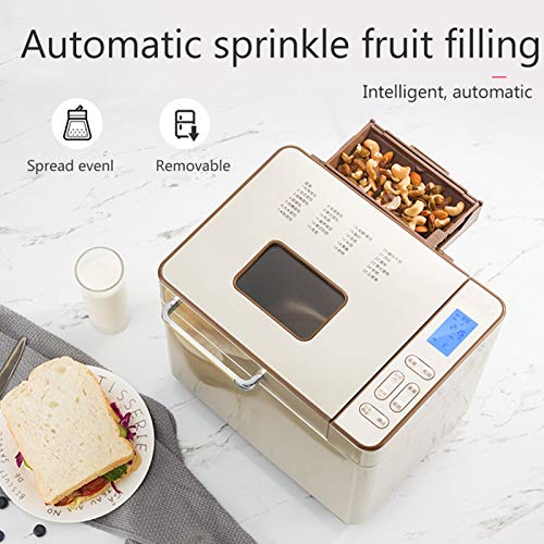 Panificadora Digital Automática Con Ajustes Sin Gluten Y De Masa Madre 3 Tamaños De Pan Y 3 Colores Función De Calentamiento De 1H, Temporizador De Retraso De 13 Horas, Con Dispensador De Frutos Secos