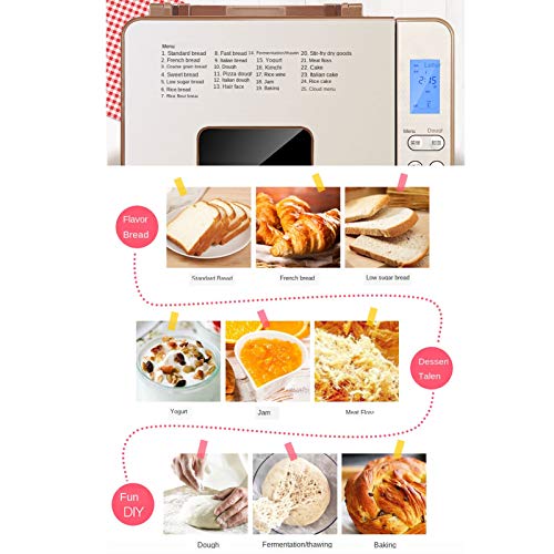 Panificadora Digital Automática Con Ajustes Sin Gluten Y De Masa Madre 3 Tamaños De Pan Y 3 Colores Función De Calentamiento De 1H, Temporizador De Retraso De 13 Horas, Con Dispensador De Frutos Secos