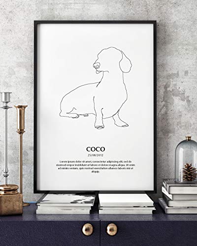 Panorama Póster Perro Teckel Personalizado 50x70cm - Impreso en Papel 250gr | Póster Mascotas | Láminas para Enmarcar | Regalo Personalizado Original | Cuadro Personalizado