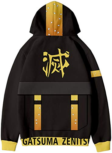 PANOZON Hombre Sudadera Demon Slayer Impresión 3D de Personajes de Anime Japonés Hoodie Unisexo con Capucha (S, A-Negro 570-1)