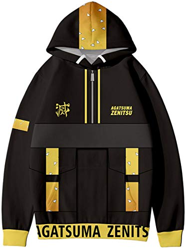 PANOZON Hombre Sudadera Demon Slayer Impresión 3D de Personajes de Anime Japonés Hoodie Unisexo con Capucha (S, A-Negro 570-1)