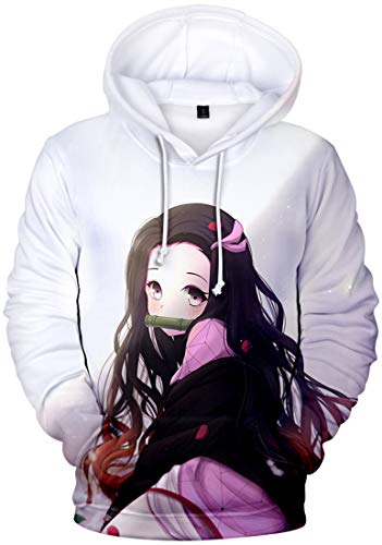 PANOZON Niños Sudadera Demon Slayer: Espada Mata-Demonios Impresión 3D Manga Japonés con Capucha Unisex para Niñas (2XS, Nezuko 16-5)