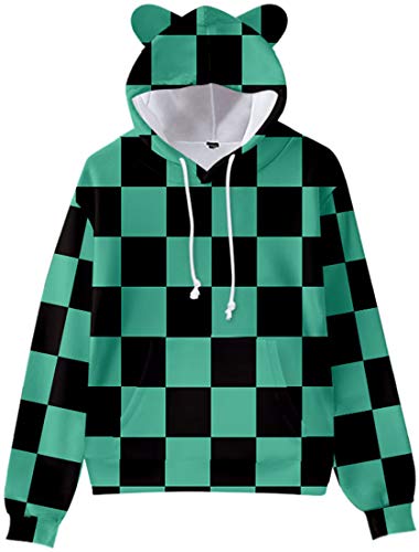 PANOZON Sudadera de Anime para Niños con Capucha Graciosa Impresión de Demon Slayer Unisex (100, Verde-5)