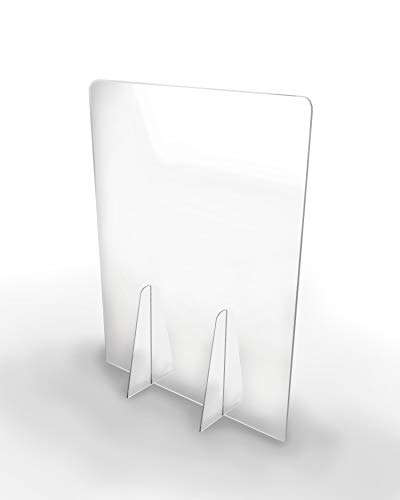 Pantalla Protección Mostrador 50x65cm - Fabricada en PET Policarbonato Transparente 4mm - Mampara para Mostradores de Tiendas - Separador Transparente para Colegios, Supermercados, Farmacias Tiendas