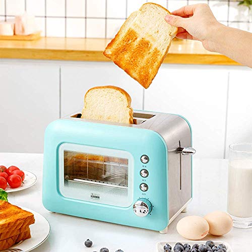 Pantalla transparente Tostadora automática para el desayuno,Tostadora de seis etapas Ranura para tarjeta de boca ancha Diseño de función antiadherente,Adecuado para cocinas y fiestas en el hogar,Rosa